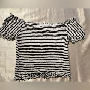 Heart Hips off shoulder striped top